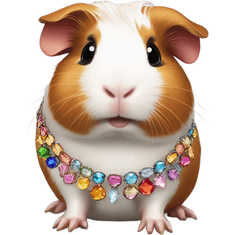 Guinea pig wearing a lot of jewelry  emoji