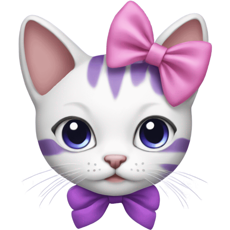  cat with purple short hair and pink bow emoji