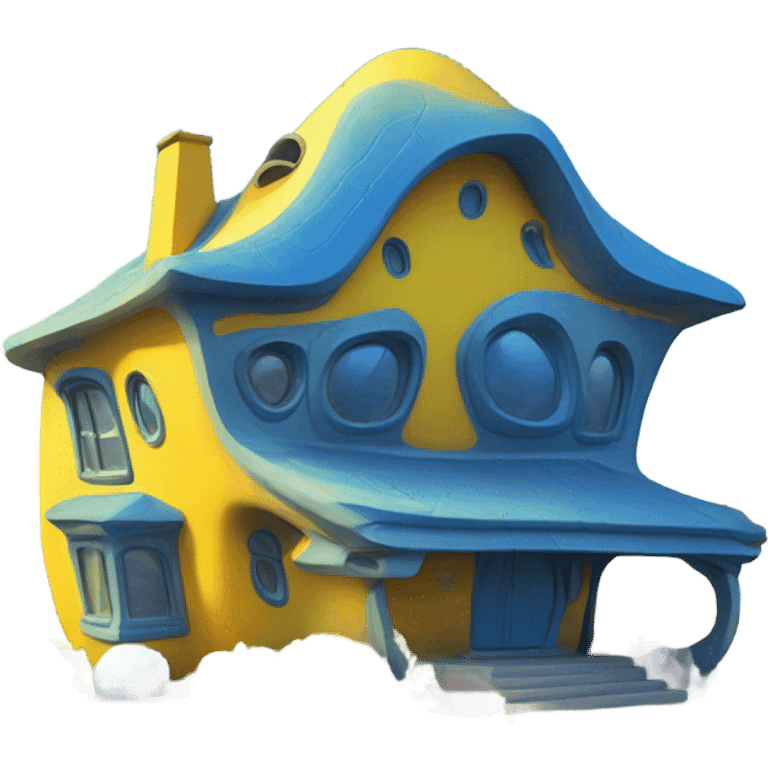 a alien home house in jellow/blue emoji