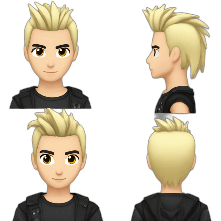 Bill Kaulitz black hair down with blonde highlights emo emoji