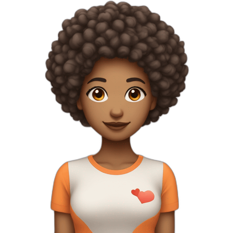 Light skin girl afro orange with heart shaped hands emoji