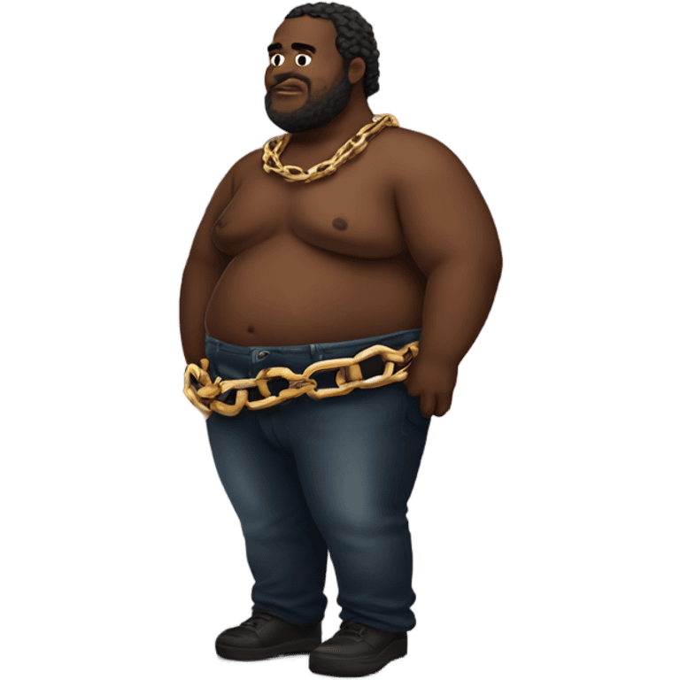 man in chains, hyper aesthetic beer belly  emoji