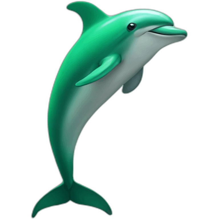 Green dolphin with arm and foot emoji