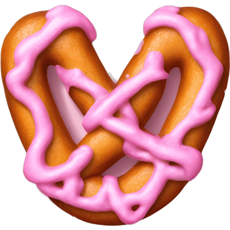 Realistic pink isolated salted pretzel winter emoji