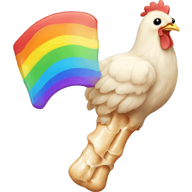 Chicken bone with rainbow emoji