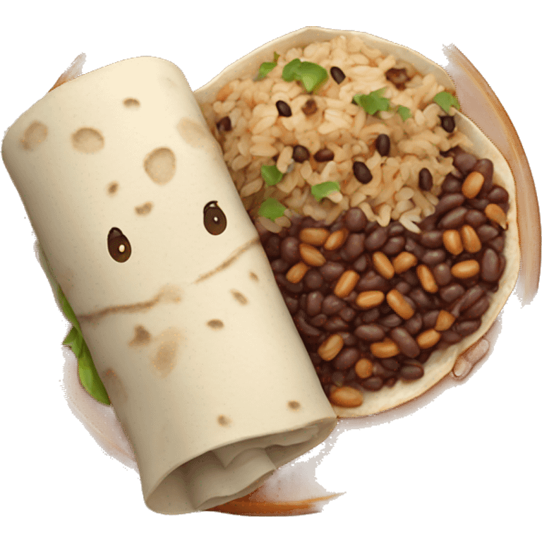 Realistic plate of burritos with rice and beans emoji