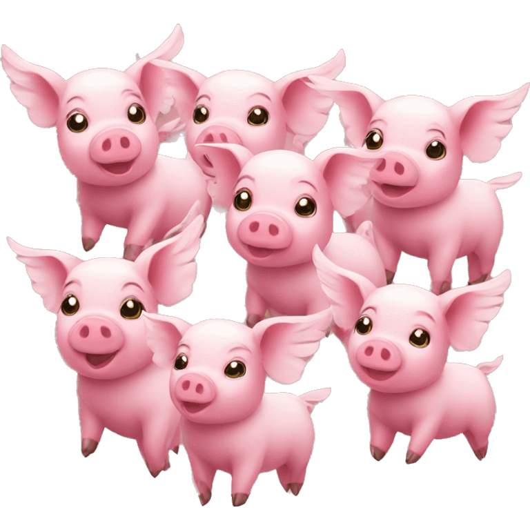 A group of flying piglets with wings emoji