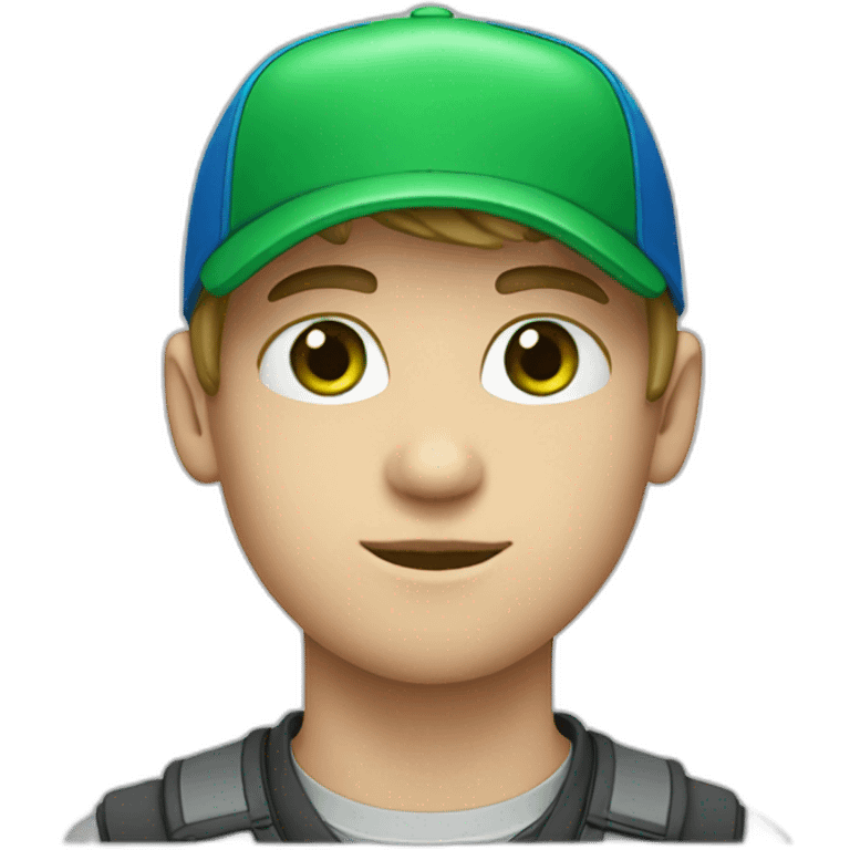 white BOY WITH GREEN EYES & blue cap emoji