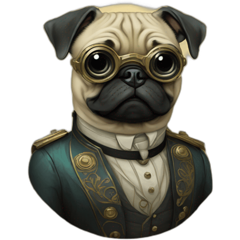 A cyberpunk pug in Art Nouveau style during 1910 emoji