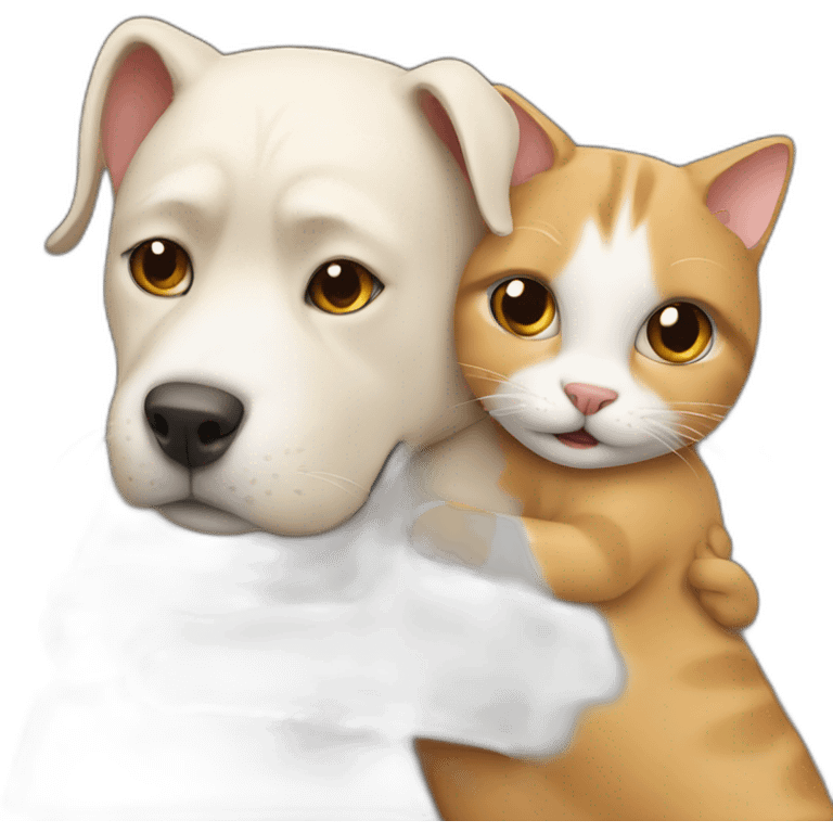 cat hugs dog  emoji