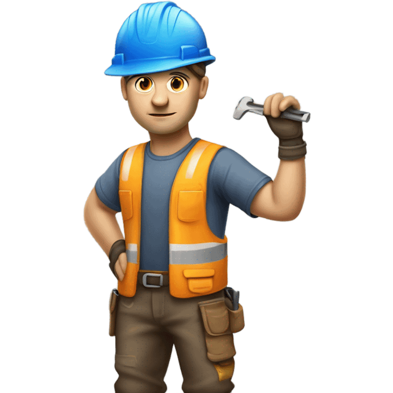 blue collar worker photorealistic serious emoji