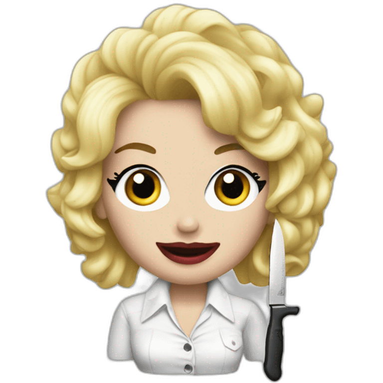 Dolly Parton with knife emoji