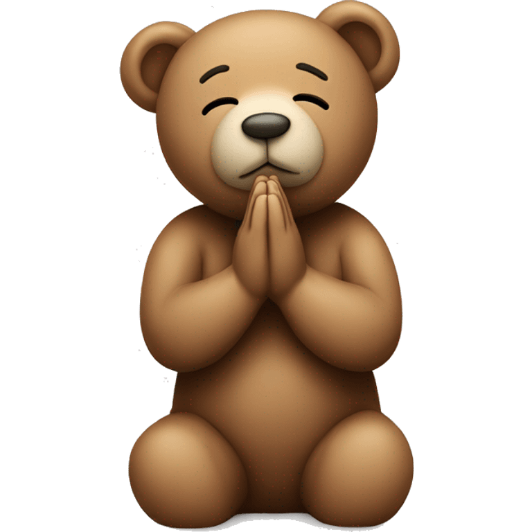 Teddy bear praying with closed eyes emoji