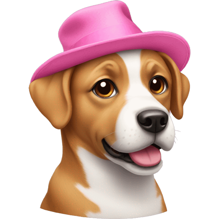 dog wearing a pink hat emoji