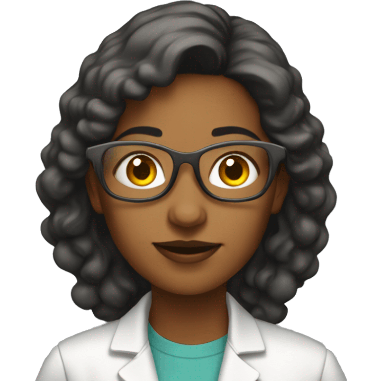 female research scientist working with physics emoji