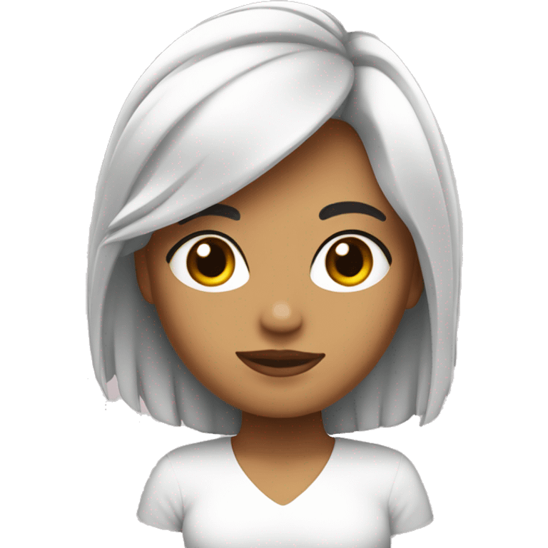 Chica blanca con pelo negro con fleco emoji