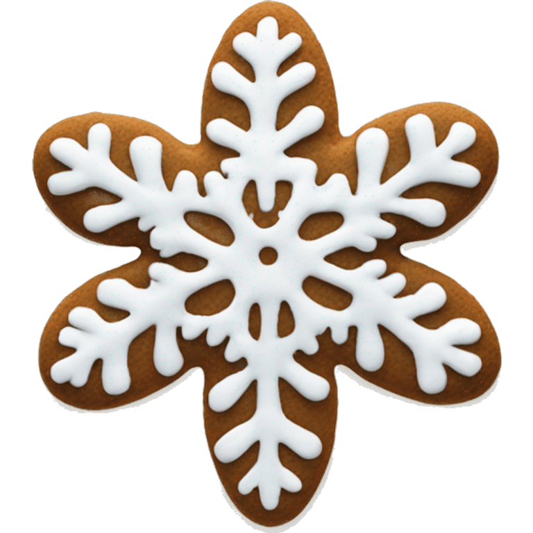 Realistic Snowflake gingerbread cookie with white frosting  emoji