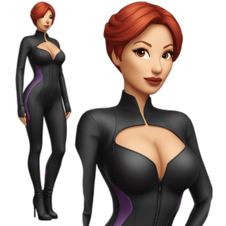 Bianca Beauchamp hyperréalisme in catsuit full body emoji