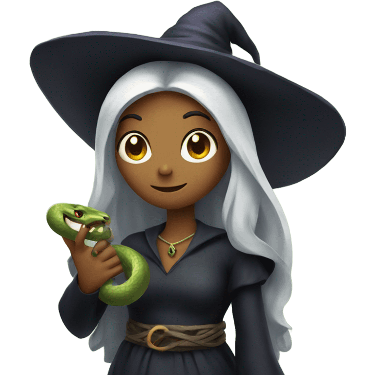 a witch holding a snake  emoji