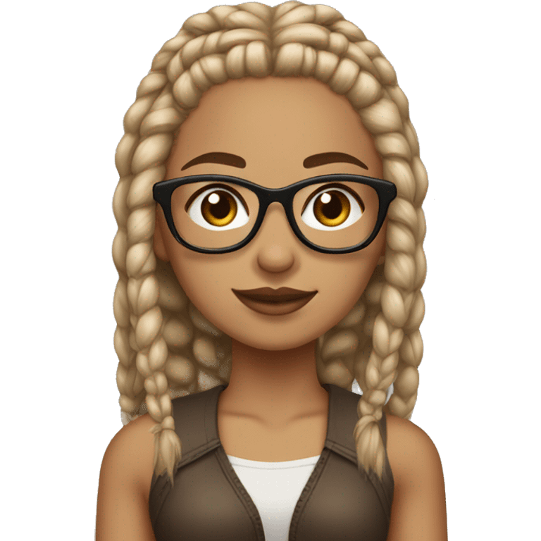 lightskin girl with dirty blonde small box braids and brown glasses emoji