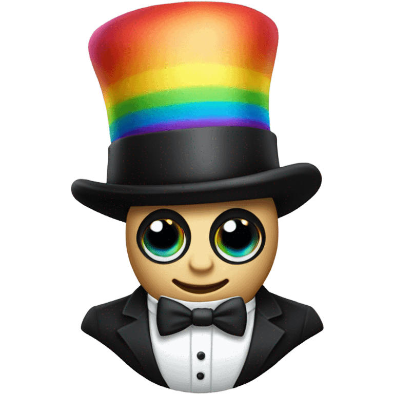 Rainbow potato wearing top hat and tuxedo  emoji