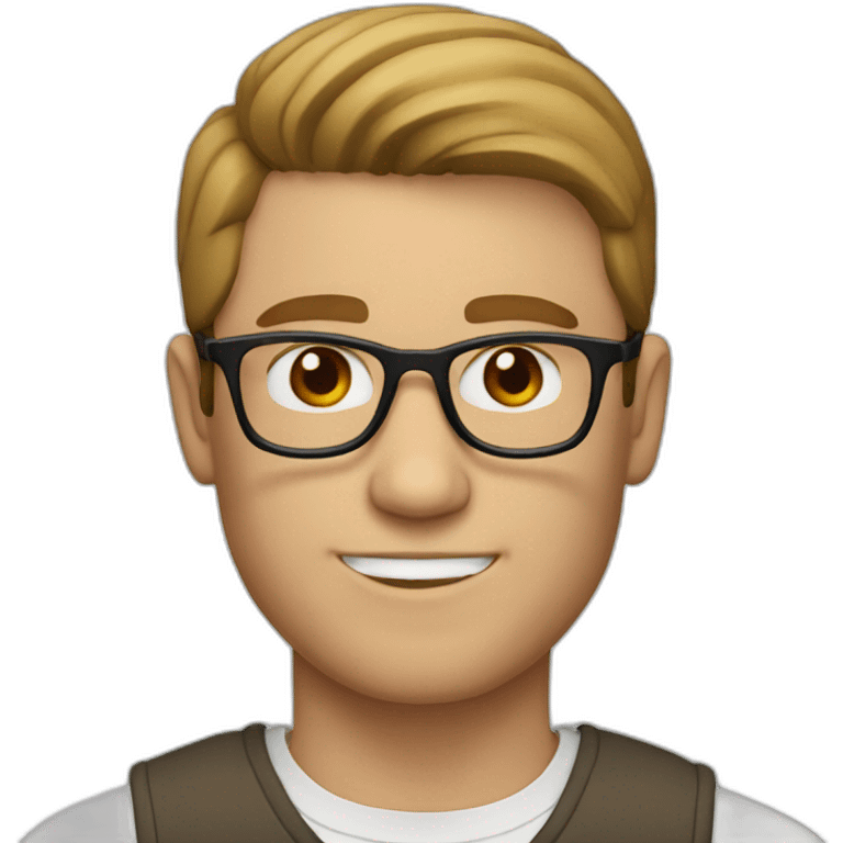 White man with brown short hair and glasses emoji