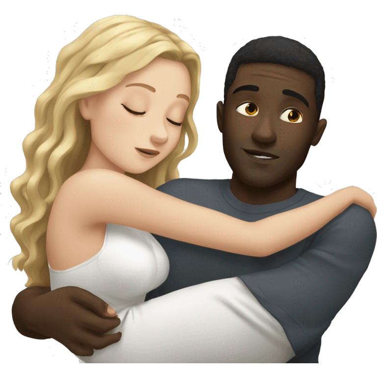 White girls cuddling with black guy emoji