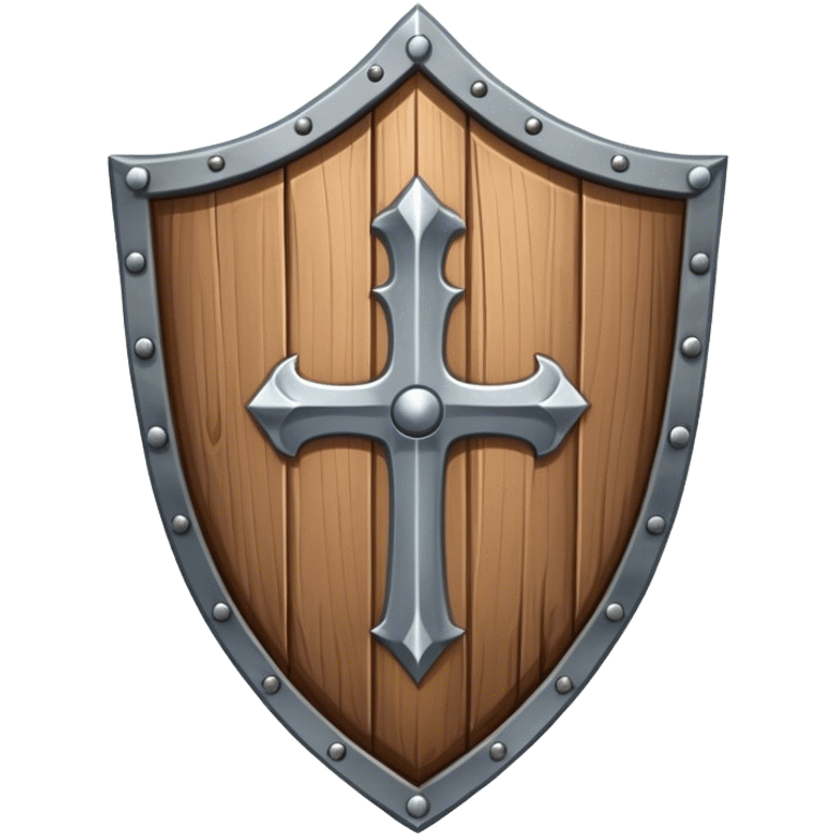 Shield, medieval, wooden but parts are metal emoji