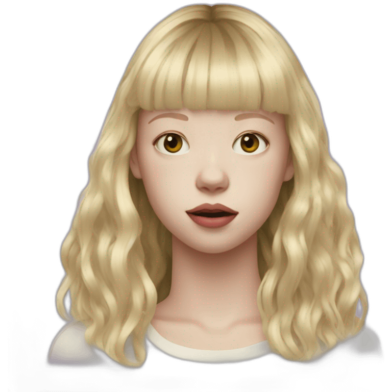 blonde Mia Goth with bangs emoji