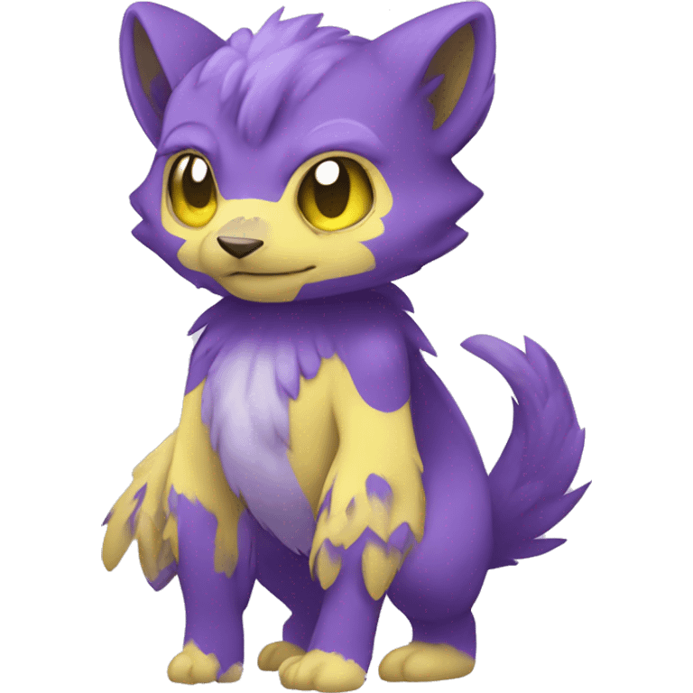 Cute cool purple yellow animal hybrid Fakemon full body emoji