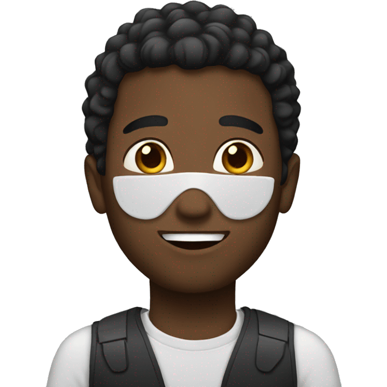 black man with white ti emoji