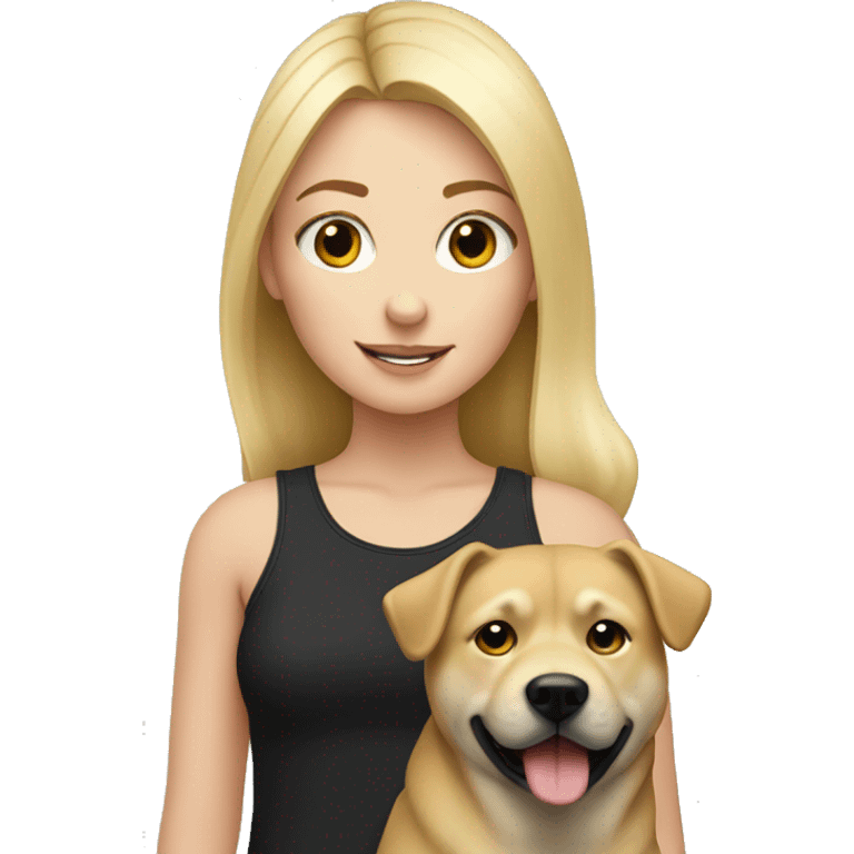 Blonde girl with black jindo dog emoji