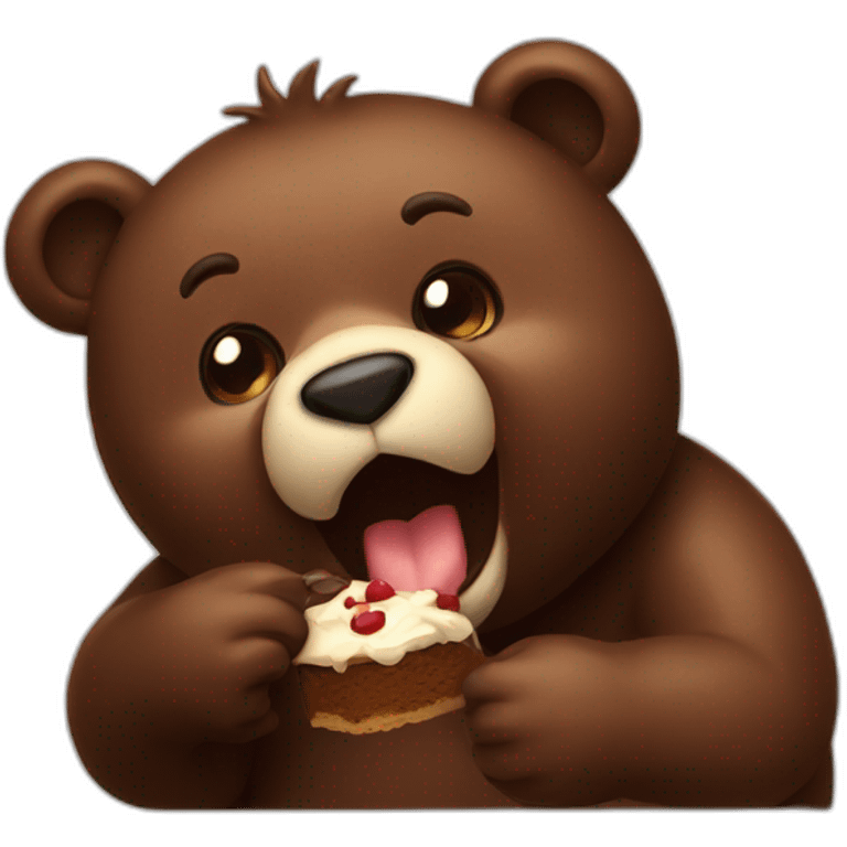 Bear eating a chocolate emoji