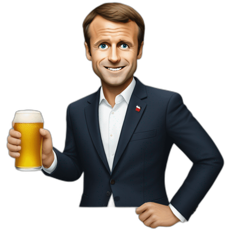 Emmanuel Macron with a beer emoji