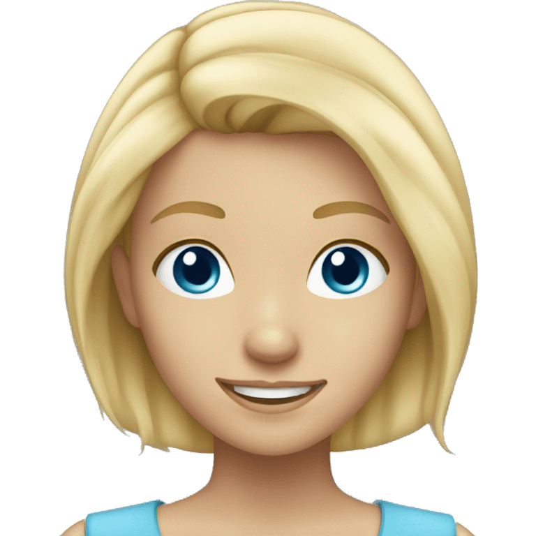 smiling girl with blonde hair blue eyes  emoji