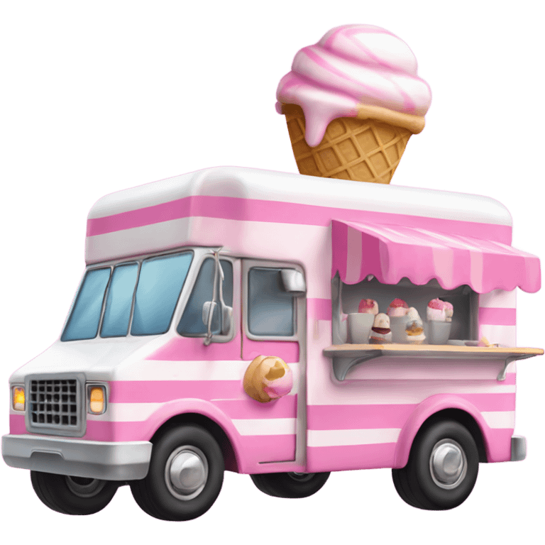 pink and white striped ice cream truck emoji