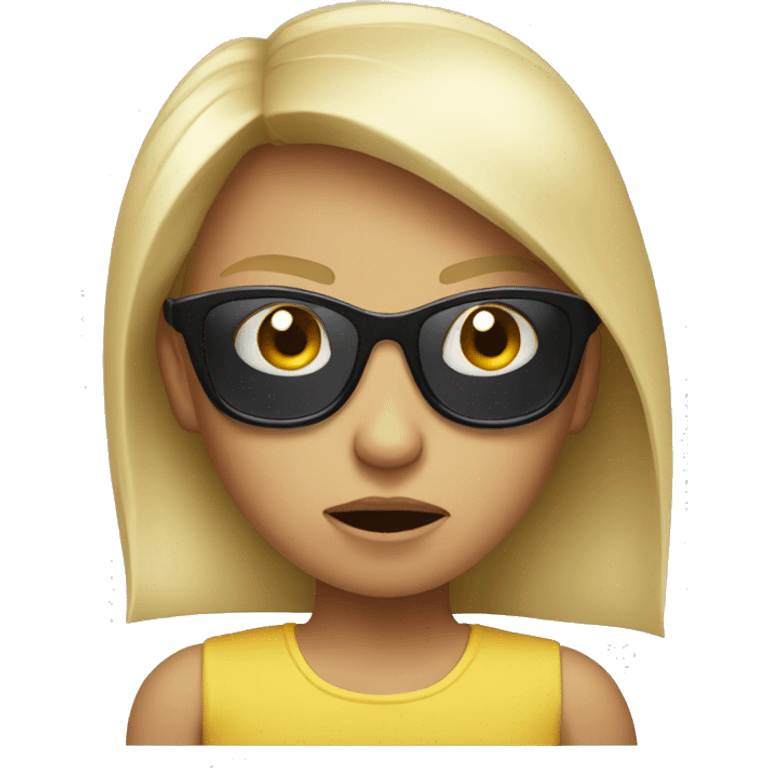 blond girl with sun glasses angry emoji