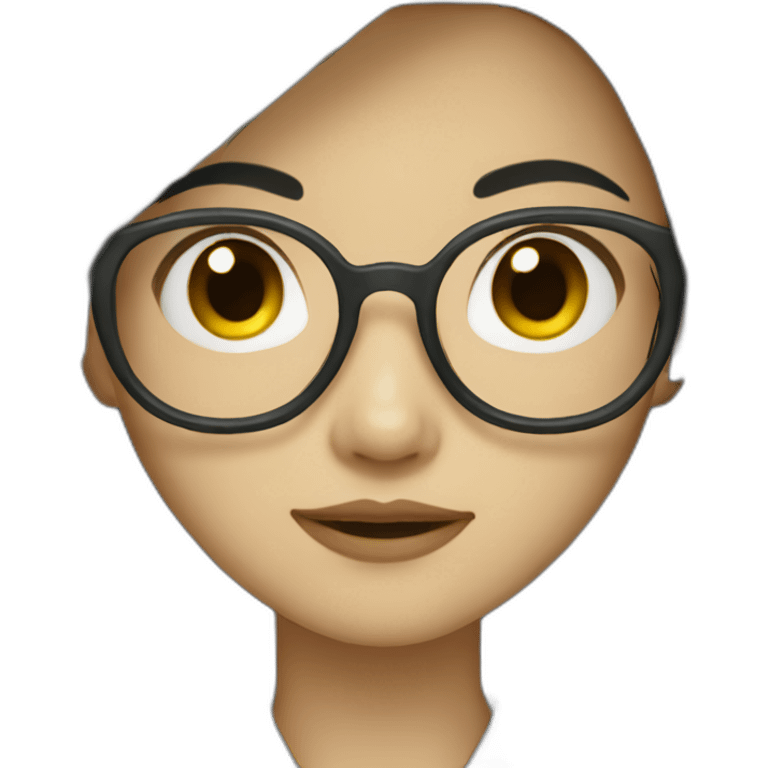 Asian girl with long black hair and glasses wearing green jacket emoji