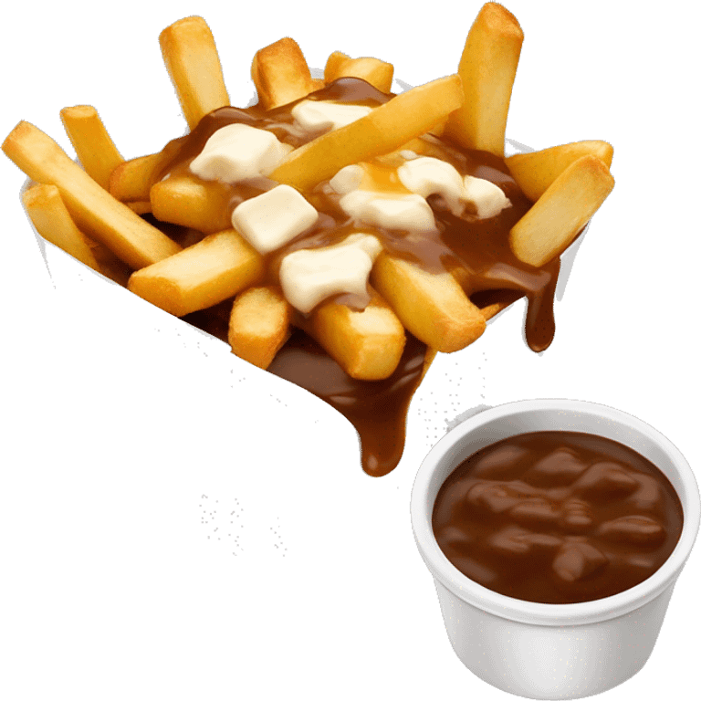 “Quebec poutine with crispy fries, melted white cheese curds, and rich brown gravy.” emoji