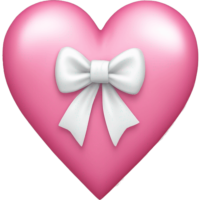 A pink heart with a cute white bow around it  emoji