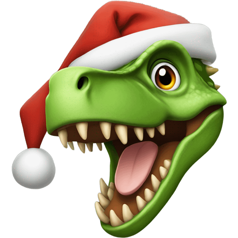 Dinosaur with Santa hat on emoji