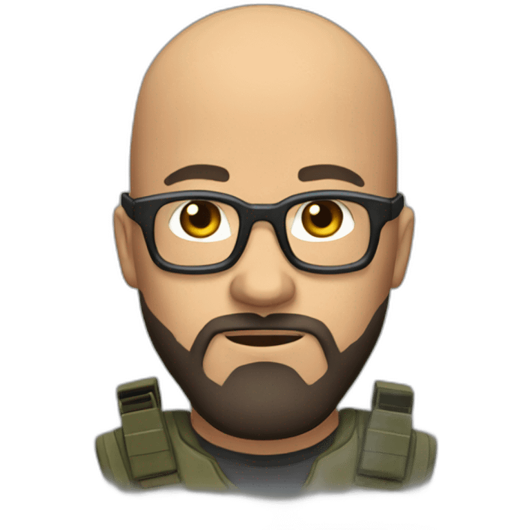 Bald guy with glasses and beard playing call of duty emoji