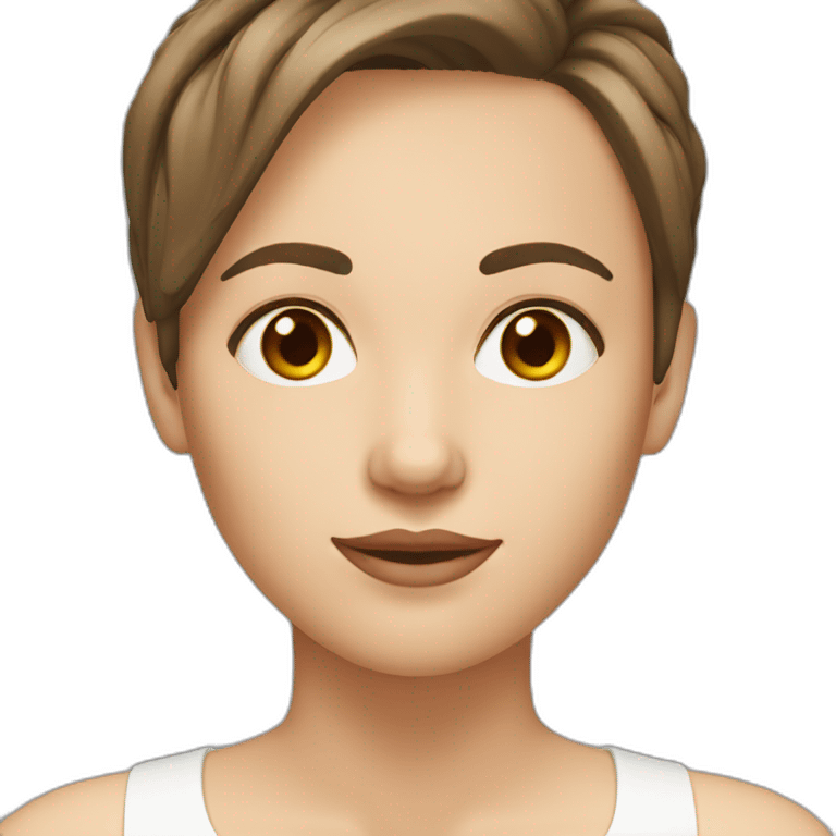 white woman with brown eyes, short brown hair emoji