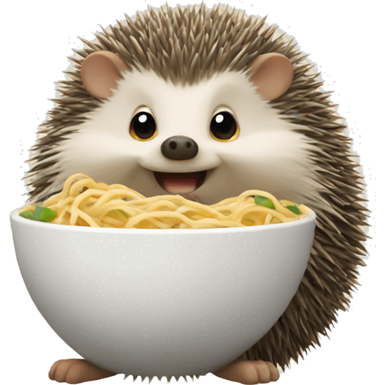 Hedgehog eating noodles emoji