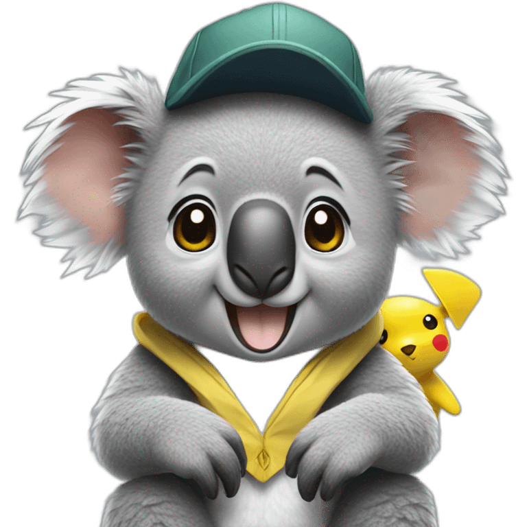 Koala with pikachu hat emoji