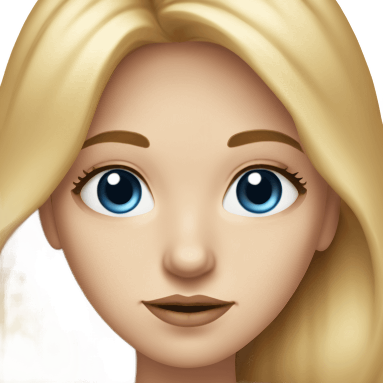 Long blond haired girl with big blue eyes on a small brown mole under her right eye , dark brows and lashes and medium lips and nose  emoji