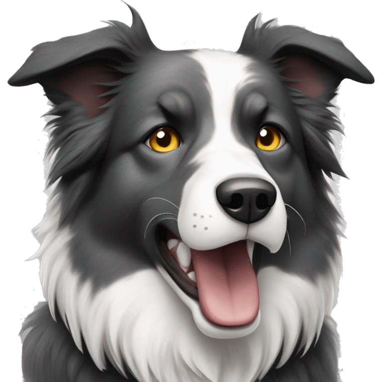 big and angry, gray and white, border collie emoji