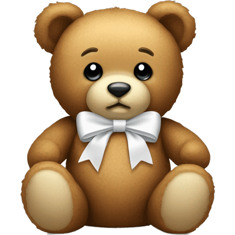 teddy bear with a White bow  emoji