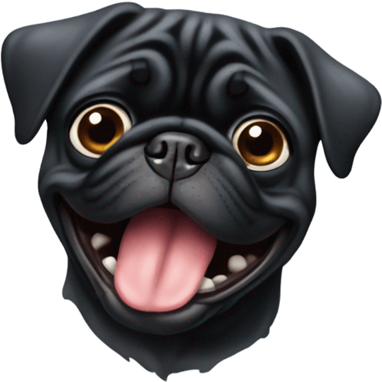 Black pug smacking face emoji