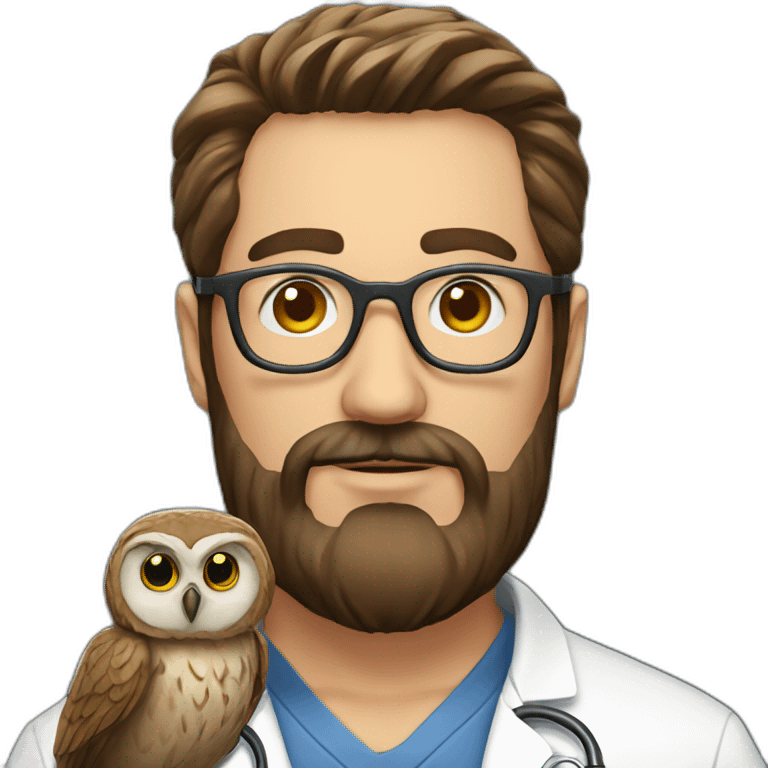 Man-beard-doctor-with-owl emoji